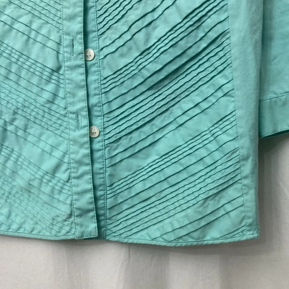 Lafayette 148 Turquoise Chevron Pattern Long Sleeve Button-Up Top -‎ SZ 8 - Picture 3 of 11